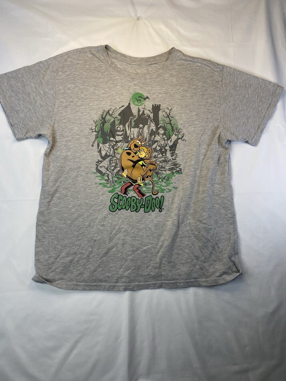 Men's Gray Scooby-Doo & Shaggy Graphic Print Cotton Crew Neck T-Shirt Size L